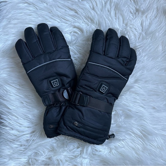 Black Insulated Heated Winter Gloves Size Men-Medium / Women Large